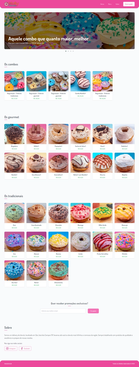 Captura de tela do site MollyDonuts